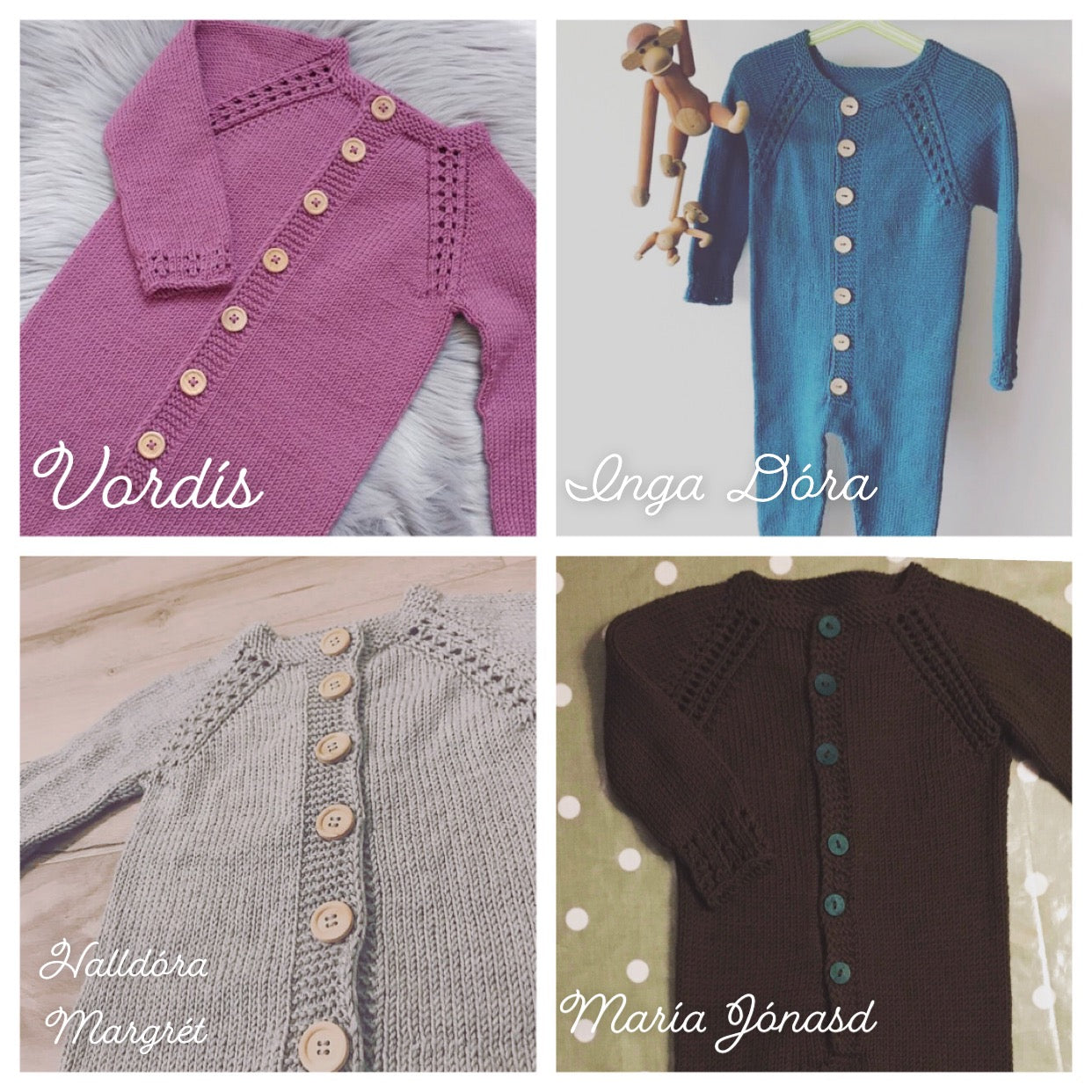 Maisonne - ein gestrickter Overall und eine Mütze für Babys.